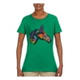 thumbnail image 3 of Colorful Neon Horse | Dean Russo Art Animal Lover Womens T-Shirt, Kelly, 3X-Large, 3 of 6