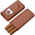 thumbnail image 4 of 1 Uds. Funda para puros forrada de madera de cedro-estuche de viaje para cigarros cortador de puros humidor (marrón), 4 of 5