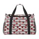 thumbnail image 1 of Easygdp Ladybugs on Black and White Striped1 Bolsa de Gimnasio, Bolsa de Viaje Duffel, Bolsa de Fin de Semana con Compartimentos, Bolsa de Mano para Noche, 1 of 7