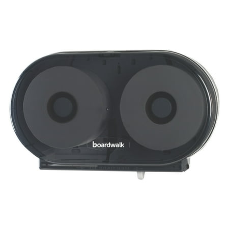 Boardwalk Jumbo Twin Toilet Tissue Dispenser, Smoke Black, 5.938 x 22.437 x 13 7/8