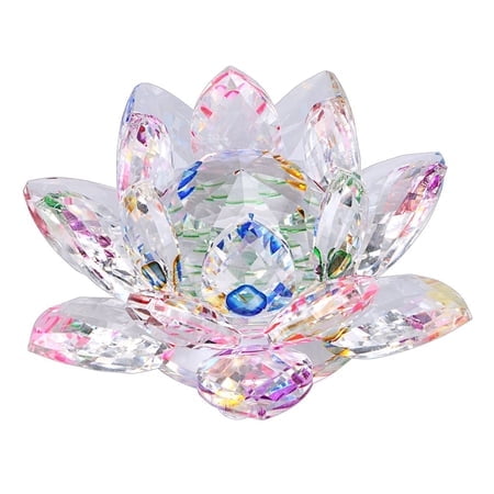 OwnMy Décoration Maison Fleur de Lotus Cristal Scintillant Feng Shui avec Boîte Cadeau (5 Pouces/ 130MM)