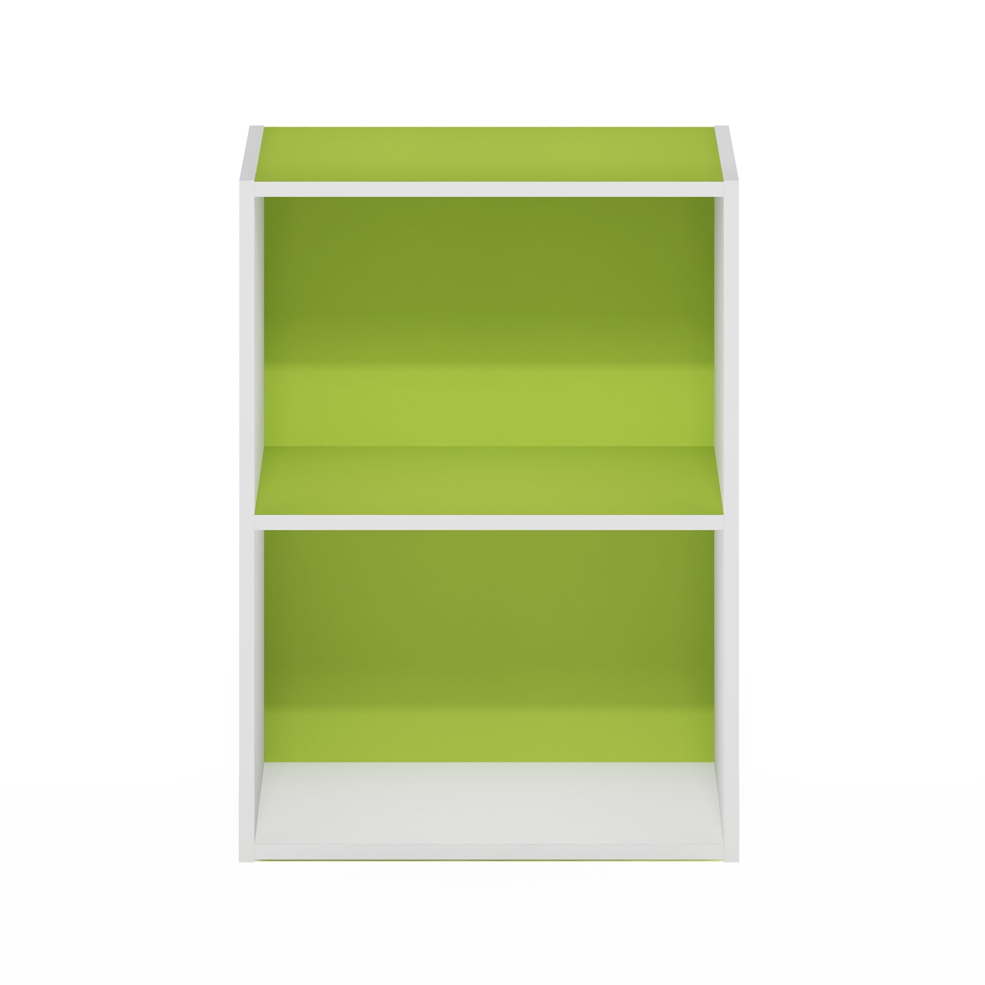 Furinno Luder 2-Tier Open Shelf Bookcase, Green/White