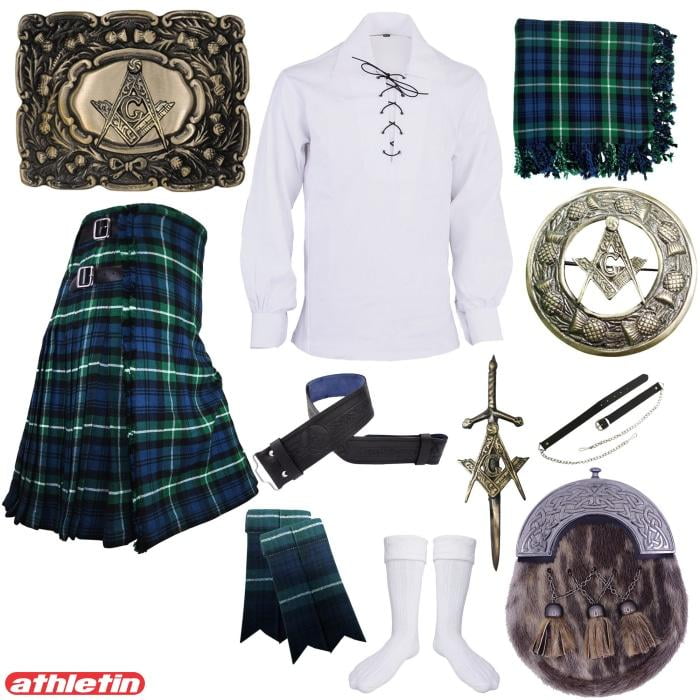 Highland Kilts Outfit Lamont Tartan Masonic Accessories Set 10 pcs ...