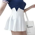 thumbnail image 3 of Jupe Plissée Unie Taille Haute pour Filles Femmes, Jupe Trapèze Mini, 3 of 7