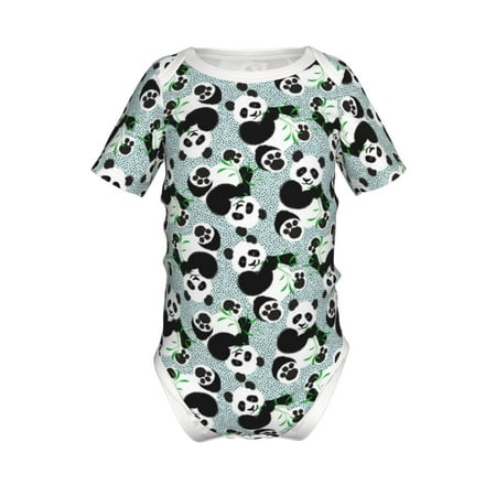 

Adobk Panda And Eucalyptus Print Baby Climbing Clothes Jumpsuit Rompers Classic Rompers Child Short sleeve Bodysuits-6 Months