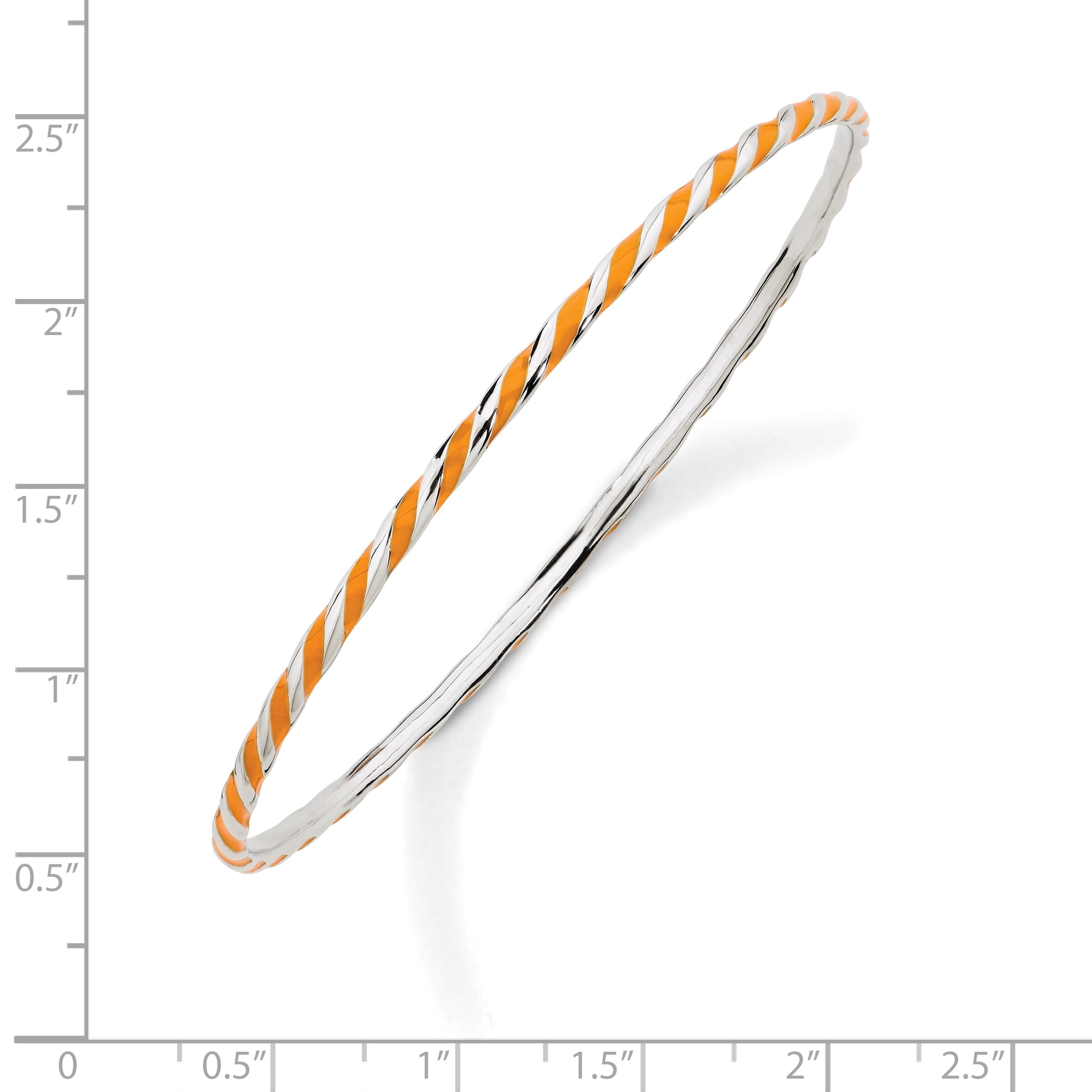 Stackable Sterling Silver Twisted Orange Enamel Bangle
