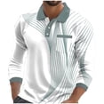 thumbnail image 2 of Fznquz Collared Big and Tall Polo Shirts for Men Long Sleeve Cotton Blue Polos Golf Casual Pullover Regular Fit Men Fashion, 2 of 3