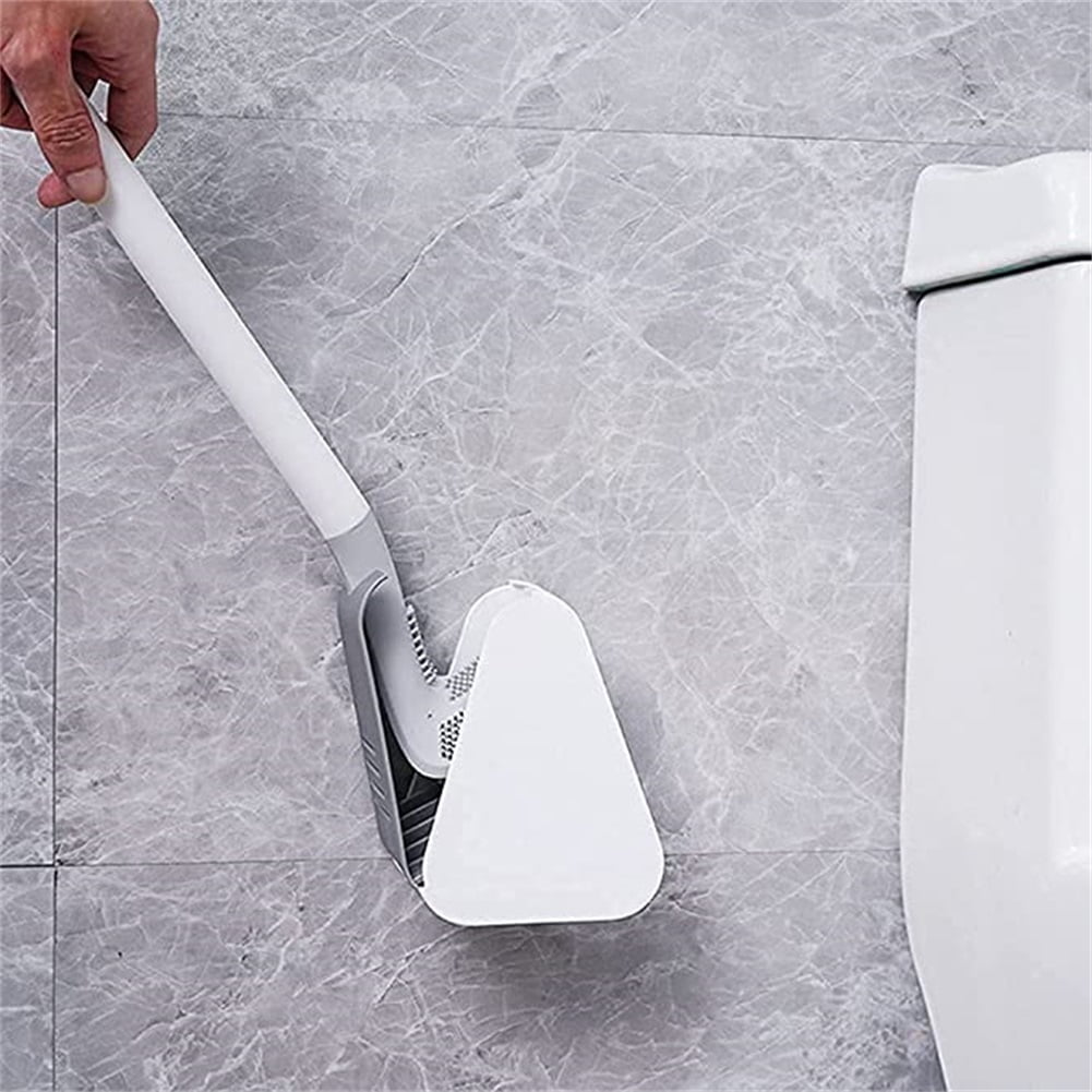 Kepooman 360°Flexible Deep Cleaning Silicone Toilet Bowl Brush, Long Handle Toilet Brush Head Toilet Cleaner Brush, Wall Mounted Without Drilling Quick Drying with Wall Hooks Sticky Hooks, White Kepooman 360°Flexible Deep Cleaning Silicone Toilet Bowl Brush, Long Handle Toilet Brush Head Toilet Cleaner Brush, Wall Mounted Without Drilling Quick Drying with Wall Hooks Sticky Hooks, White