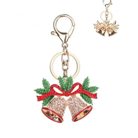- Bell Rhinestone Crystal Keychain Car Key Ring Plush Pendant Accessories Fashion Handbag Hanging Decoration Christmas Gifts