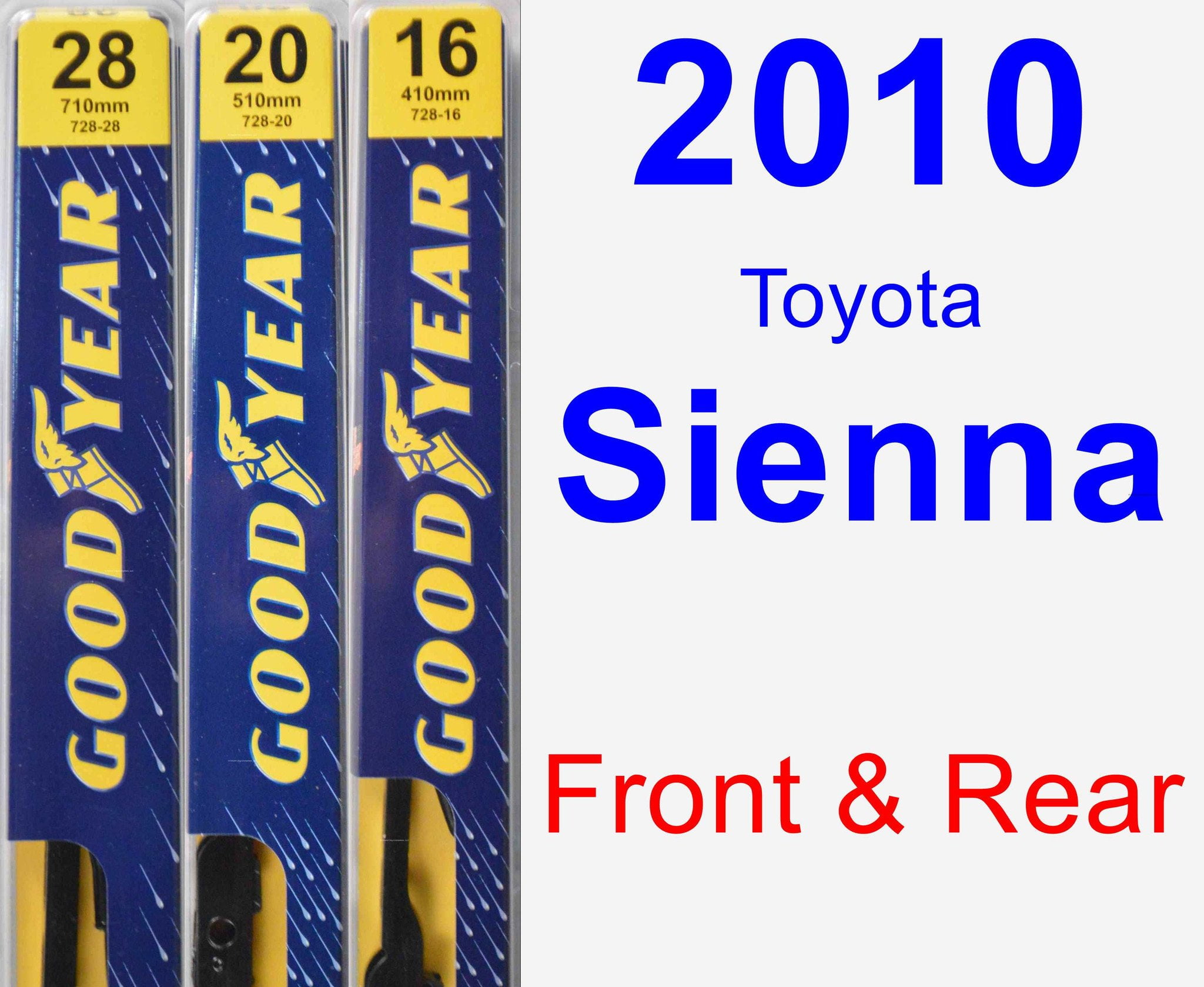 2010 Toyota Sienna Wiper Blade Set/Kit (Front & Rear) (3 Blades