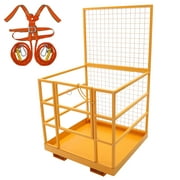 GAOMON Forklift Safety Cage 43"x45", Forklift Work Platform 1400LBS Capacity, Heavy Duty Steel 43x45in Forklift Basket Man Platform with with Safety Harness & Lock, Dual Nonslip Design for Aerial Work