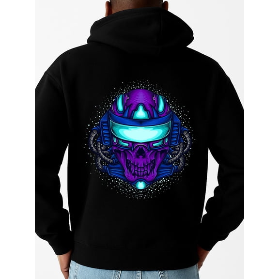 Cyberpunk Skull graphic hoodies mens regular fit black Clothing For Autumn Winter vintage Original Unisex Shirt Graphic Tee tshirts