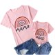 thumbnail image 1 of Gibobby Tirantes Para&nbsp;Camisa Tops, conjuntos familiares, camisa de verano, ropa corta, manga de arcoíris para mamá, blusa para mujer, camiseta informal a juego conmigo（Rosa， M), 1 of 5
