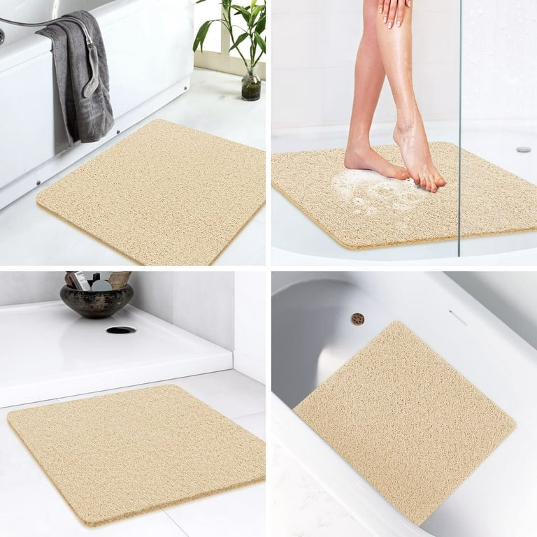 Non-Slip Shower Mat with Drain Bath Mat Quick Drying PVC Loofah for Tub  Shower Bathroom Phthalate Free