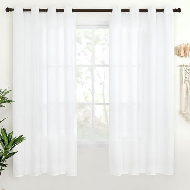 Natural Linen Curtains Long for Living Room Bedroom Groet Top Light Filtering Privacy Linen Textu Window Semi Sheer Drapes Panels x Natural