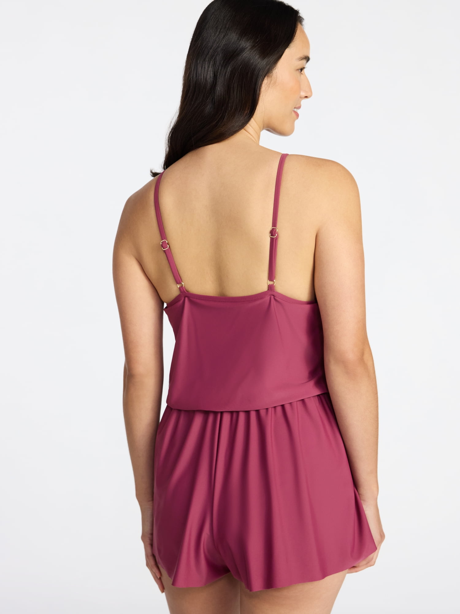 Time and Tru Women's and Women's Plus Size Tank Romper Swimsuit, Sizes XS-3X
