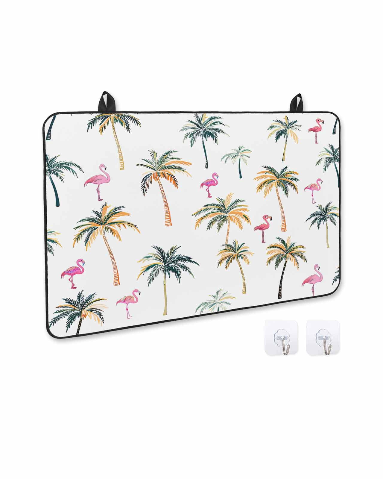 nqOlkjepod Large Induction Cooktop Protector Mat 36"x21", Palm Trees Stove Top Covers for Electric Stove, Watercolor Tropical Flamingo Summer Stove Burner Cover Mats, Glass Top Stove Cover