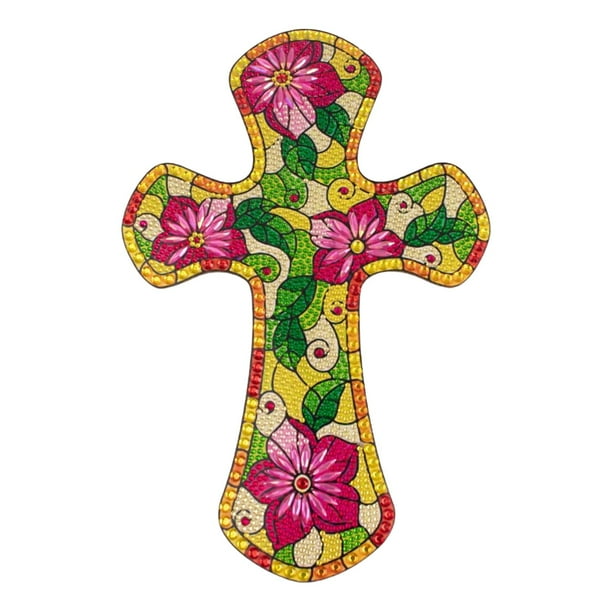 5D diamante pintura ornamento para niños adultos decoración de pared taladro completo Pascua pintura por números Kit cristal mosaico rosa cruz
