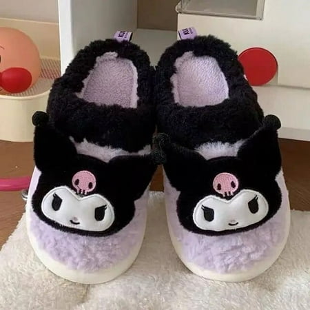 

Sanrio Hello Kitty Kuromi Cute Cartoon Women‘s Cotton Slippers Winter Plush Warm Thick Soled Home Slippers Gifts for Girls