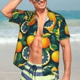 thumbnail image 5 of Lsque Fresh Orange pattern Hawaiian Shirt for Men, Unisex Summer Beach Casual Short Sleeve Button Down Shirts-3X-Large, 5 of 9