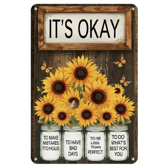 Shadudu Sunflower 100% Metal Tin Decorative Wall Paintings 8x12 inch Home Decor 1pcs