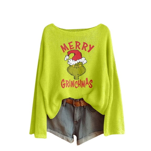 Christmas Women Shirts Retro Santa Claus Graphic Long Sleeve Shirt Xmas Pullover Tops Bronze Medium