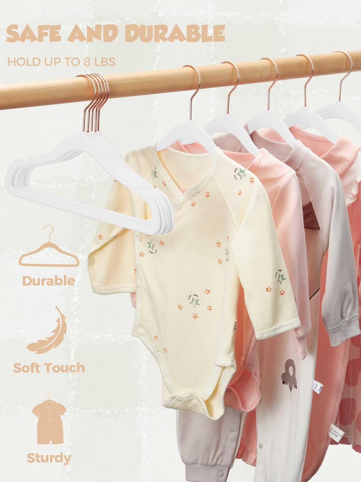 White 11 inch-50P Felt Non-Slip Clothes Hangers for Closet Storage