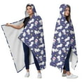 thumbnail image 2 of Wearable Blanket,Dark Blue Cartoon Cat Unicorn Pattern Hooded Wearable Sherpa Blanket for Adults & Teens,Winter Poncho Shawl Wrap Cape Thick Warm,50"x60", 2 of 5