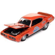 Diecast 1969 Pontiac GTO Orange with Graphics "The Judge - Arnie 'The Farmer' Beswick" "Racing Champions Mint 2023" Release 1 1/64 Diecast Model Car by Racing Champions