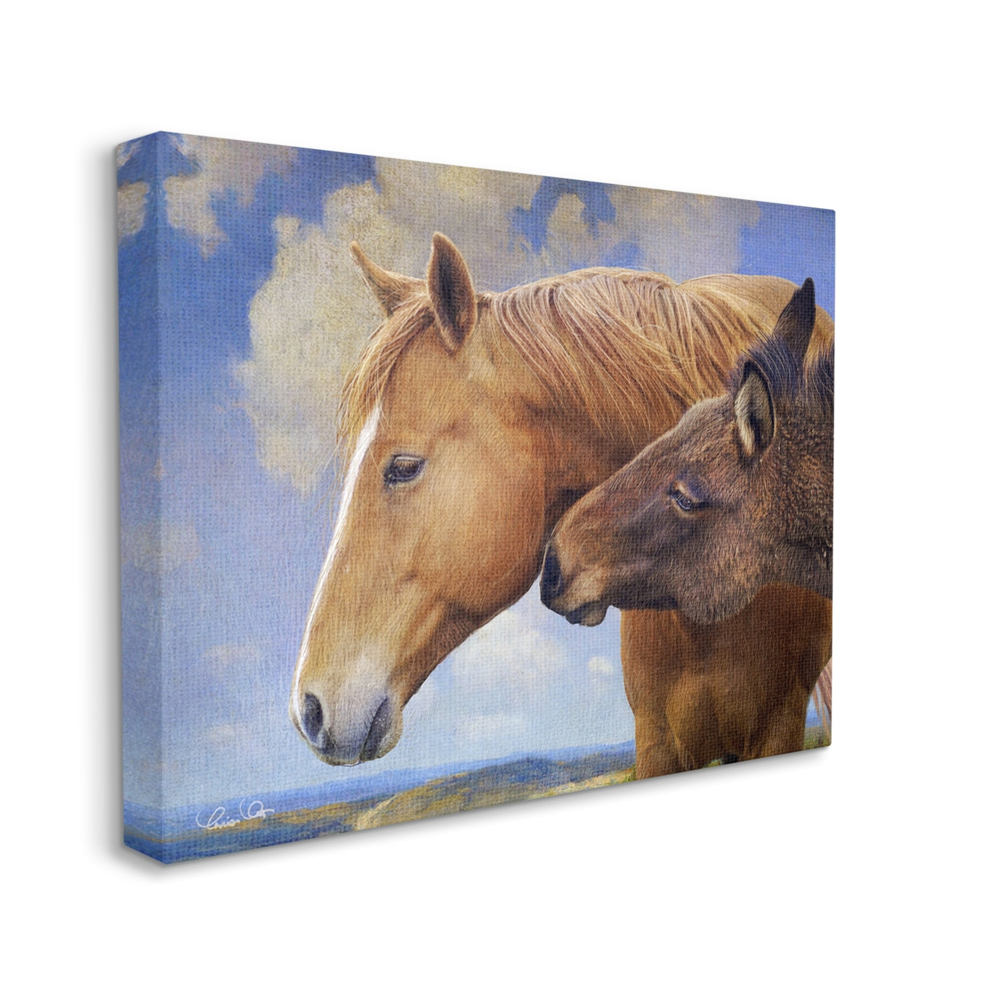 Stupell Farmhouse Horses Cuddle Nature Landscape Animals & Insects Photography Gallery Wrapped Canvas Print Wall Art