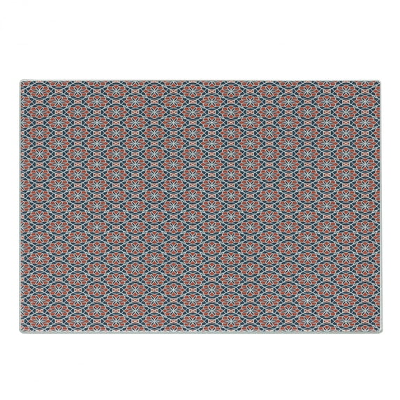 Abstract Cutting Board, Classic Geometric and Ornamental Flower Inspired Formations, Decorative Tempered Glass Cutting and Serving Board, in 3 Sizes, by Ambesonne