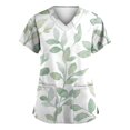 thumbnail image 3 of FrzhBrz Print Scrub Tops Women Summer Casual Working Nurse Uniforms V Neck Graphic Floral Print Nursing Short Sleeve Tee Tops Workwear with Pockets, 3 of 4