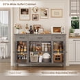 thumbnail image 6 of Hiphuta 55"Wide Buffet Cabinet with 2 Adjustable Shelves, Modern Farmhouse Coffee Bar with 3 Drawers and Sturdy Base for Living Room, Ash Gray, 6 of 8