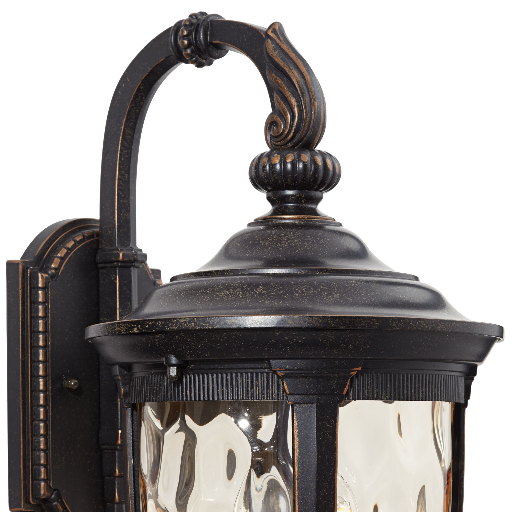 John Timberland Bellagio Vintage Rustic Outdoor Wall Light Fixture Bronze Downbridge 20 1/2" Champagne Hammered Glass for Post Exterior Barn House