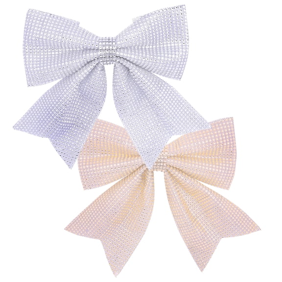 2Pcs Christmas Bow Rhinestone Glitter Sparkle Bows Decorations Xmas Large Glitter Diamond Bows Shiny Decorative Bows Ornaments for Christmas Party Gift Wrapping Holiday Home Decors