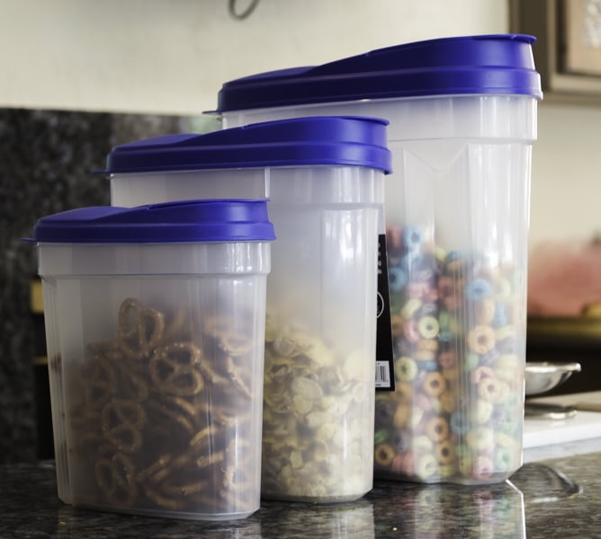 3pcs Kitchen Storage Canister Snack Tea Cereal Container Dispenser 1.5L Red 