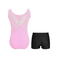 thumbnail image 2 of Sinleey Girls Mesh V-Neck Ballet Dance Leotard Outfits Gymnastics Athletic Bodysuit with Shorts Pink 16, 2 of 7