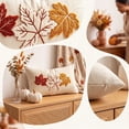 thumbnail image 5 of Cififendec Thanksgiving Lumbar Pillow Cover, 19.69"×11.81", Autumn Maple Leaf Embroidered Textured Fall Cushion Cover for Sofa Farmhouse Decor, 5 of 7