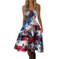 thumbnail image 2 of HAJWOH Women Independence Day Dresses 50s 60s Vintage Sleeveless Star and Stripe Print Cocktail Swing Dress Retro Patchwork Midi Evening Dress Red XXL, 2 of 4
