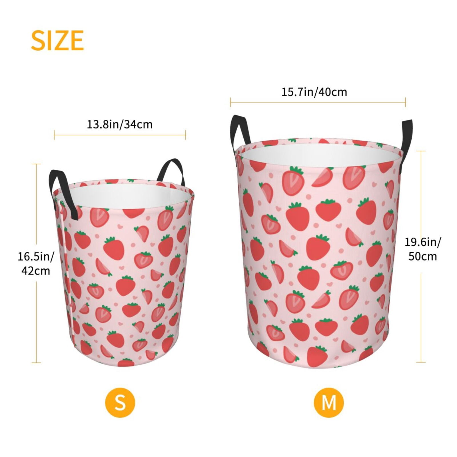 Xecao Strawberry Print Laundry Hamper Basket,designed for Blanket Storage and Nursery Clothes in the Bedroom