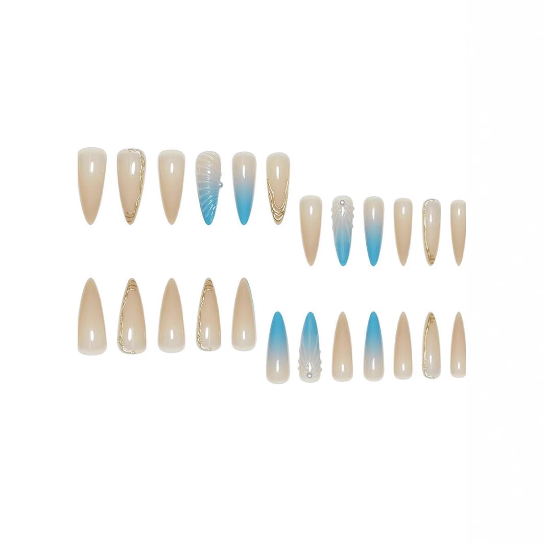 Cross-border hot sale almond 3D three-dimensional shell sweet pearl wearing armor removable fake nail finished product wholesale