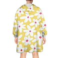 thumbnail image 2 of Yellow Daisy Flower Red Centers Pattern Wearable Oversized Blanket,Wearable Blanket Hoodie for Adults,Cozy Hooded Blankets with Super Pockets,Super Warm Fuzzy Pullover for Women & Men, 2 of 6