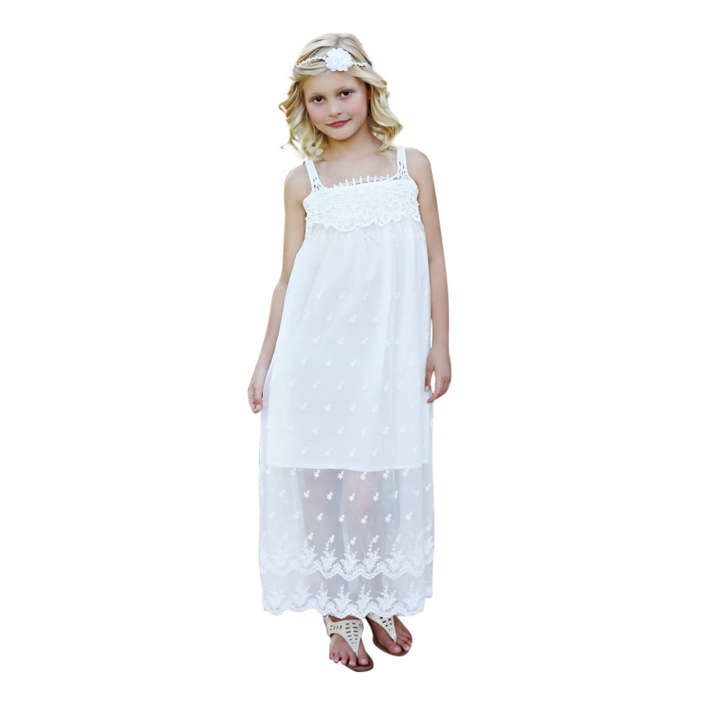 girls white boho dress