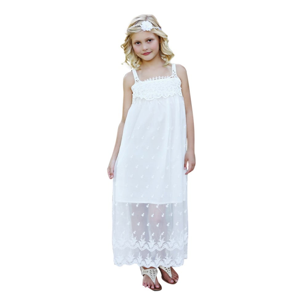 white boho girls dress