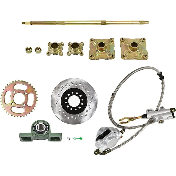 munirater 32 Rear Axle Kit Brake Assembly Sprocket Hub Replacement for Go Kart ATV Drift Trike