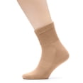 thumbnail image 6 of HUGH UGOLI Men's Cotton Diabetic Ankle Socks, Wide & Loose and Stretchy, Seamless Toe, Non Binding Top, Semi Cushion, 3 Pairs, Beige/Navy Blue/Army Green, Shoe Size: 8-11, 6 of 6