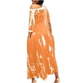 thumbnail image 4 of Vestido a media pierna con abertura en el bolsillo con teñido anudado y cuello redondo holgado informal con cuello redondo y manga tres cuartos a la moda Pompotops ghjkhdj12611, 4 of 7