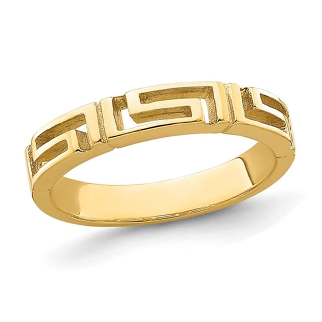 14K Yellow Gold Cut-Out Greek Key Band Ring (size 7)