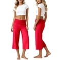 thumbnail image 3 of NAFUU Women Casual Pants Pleated Waist Solid Color Yoga Capri Pants Wide Leg Trousers Classic Summer Pants For Women, 3 of 6