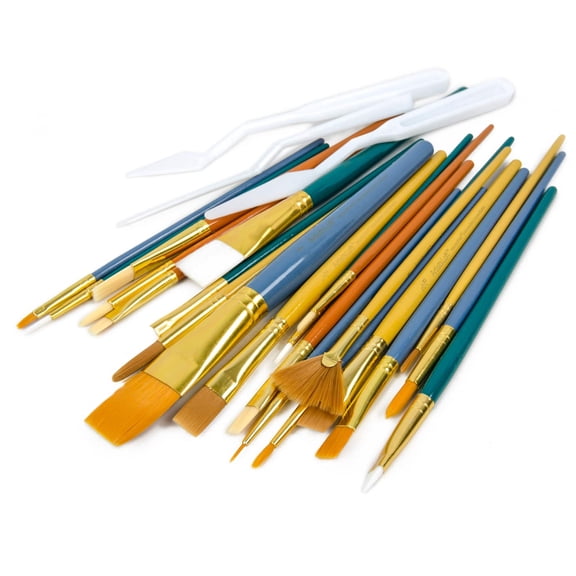 25 Piece Super Value Brush Set by Artist's Loft - Ideal for Varnishing - Staining - Painting - Arts & Crafts - 1 Pack